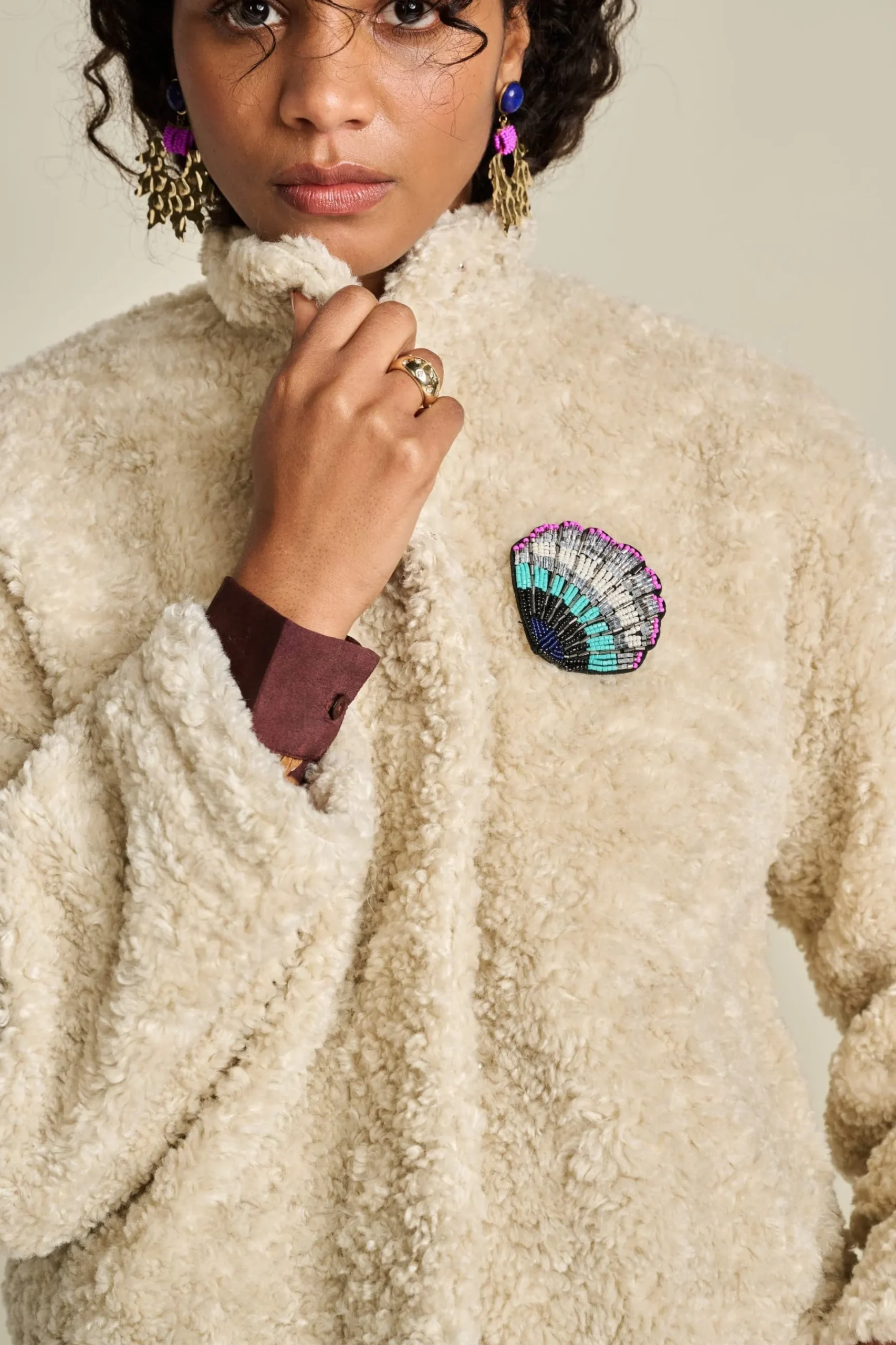 Jassen & Blazers>POM Amsterdam JACKET Teddy Ecru