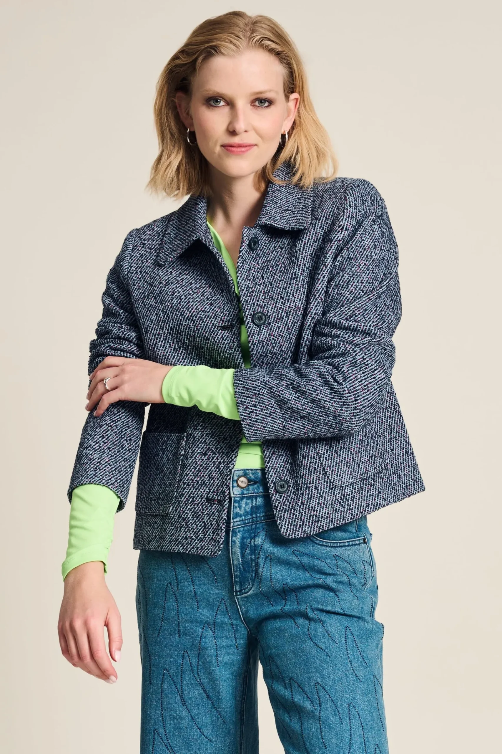 Jassen & Blazers>POM Amsterdam JACKET Tweed Blue