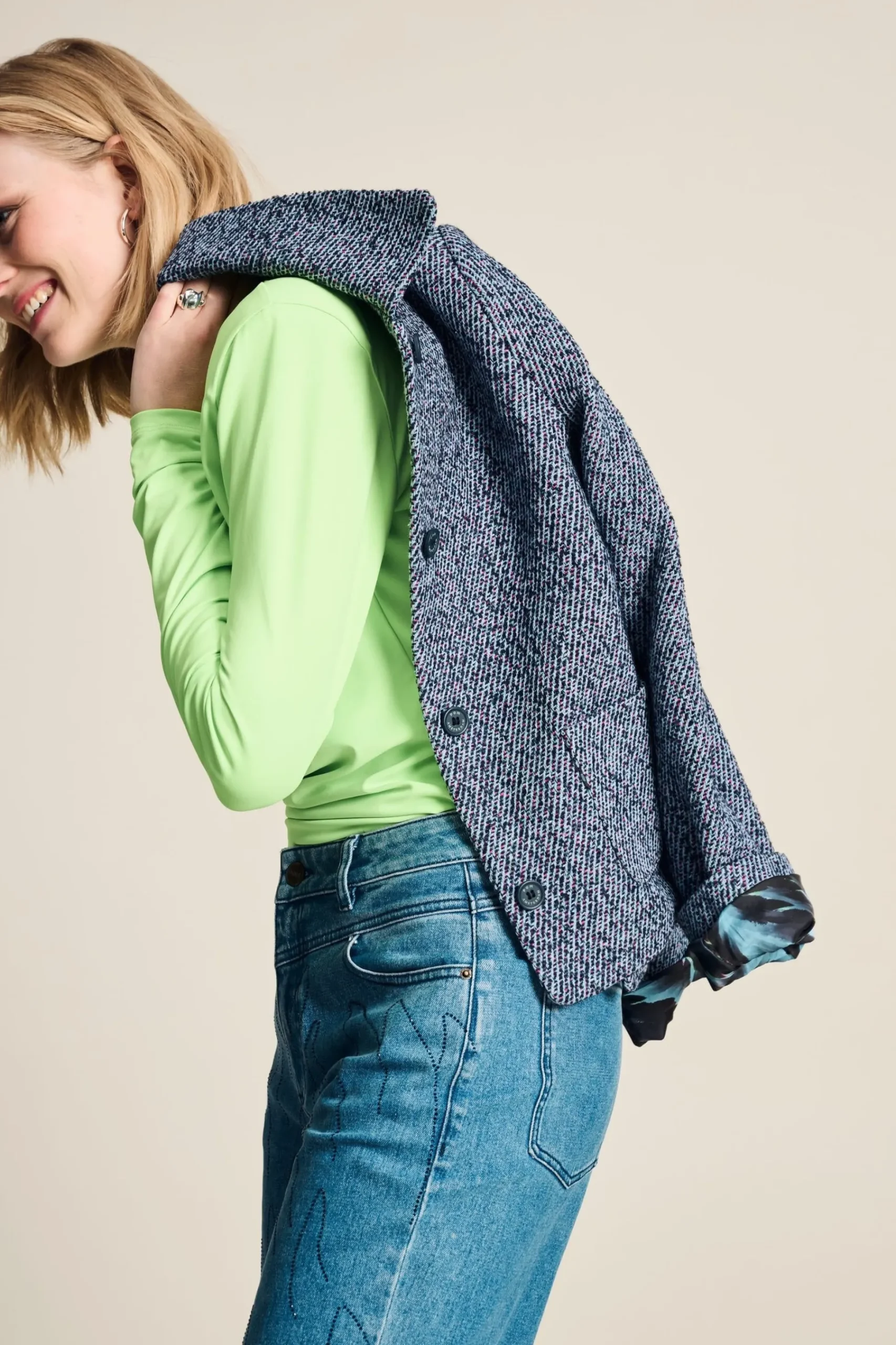 Jassen & Blazers>POM Amsterdam JACKET Tweed Blue