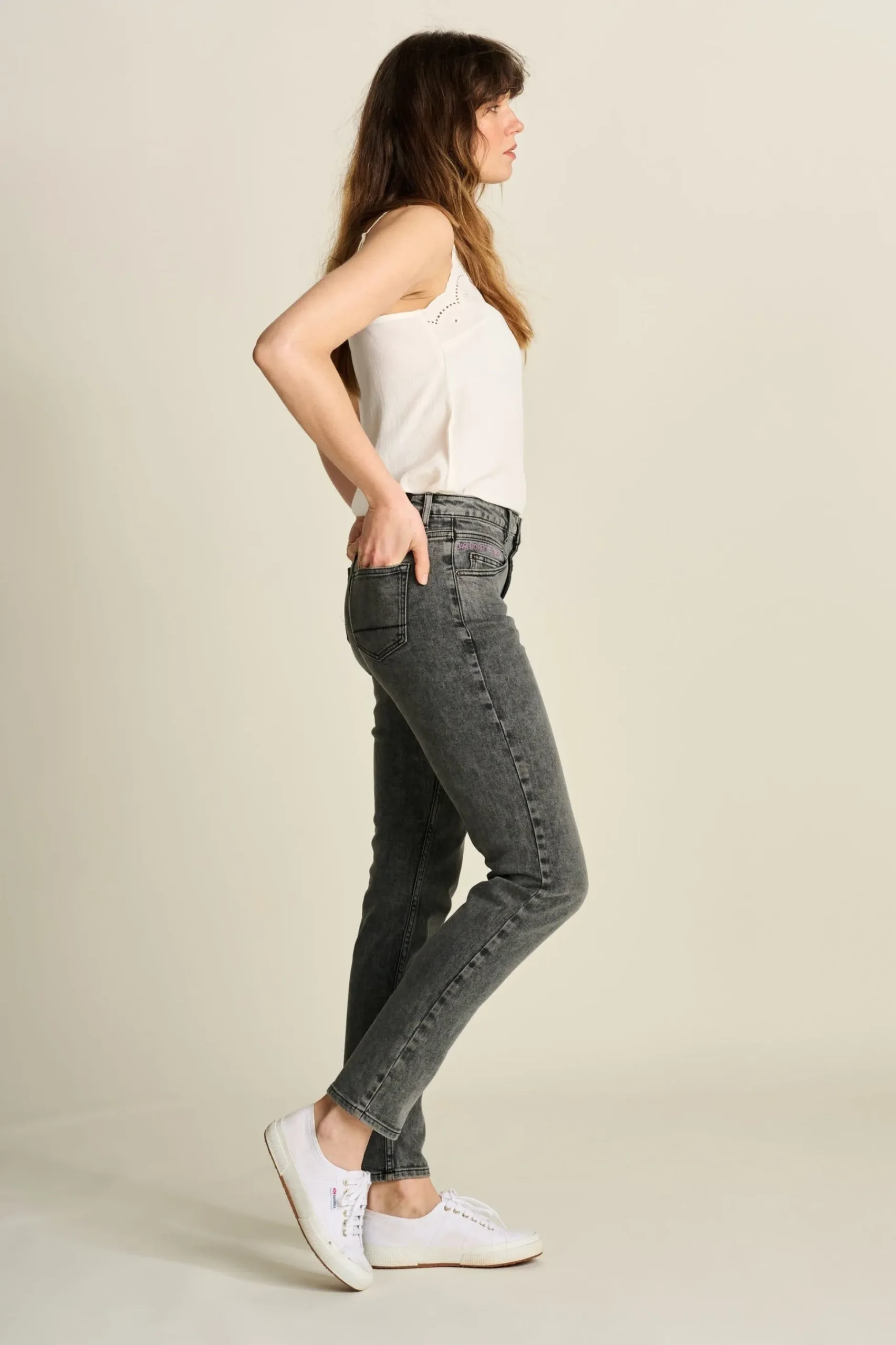 Jeans|Broeken>POM Amsterdam JEANS Elize Slim Grey Storm Grey Strom