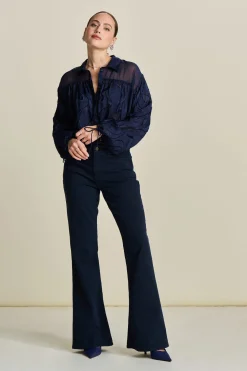 Jeans|Broeken>POM Amsterdam JEANS KATE Flare Washed Midnight Blue