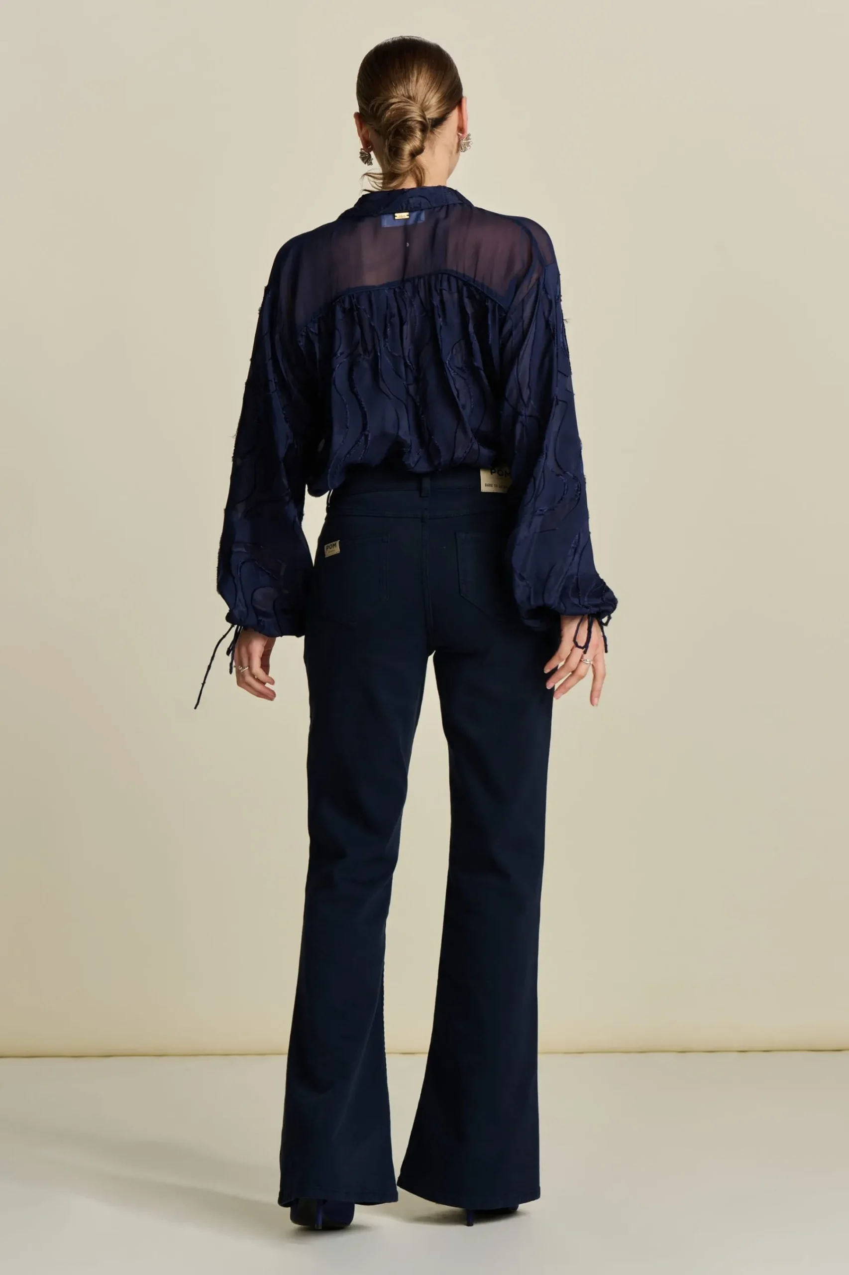 Jeans|Broeken>POM Amsterdam JEANS KATE Flare Washed Midnight Blue
