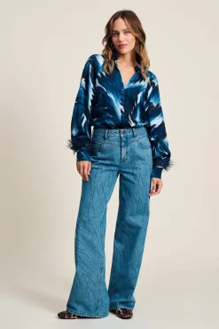Co-Ords|Jeans>POM Amsterdam JEANS Wide Leg Denim Rhinestones