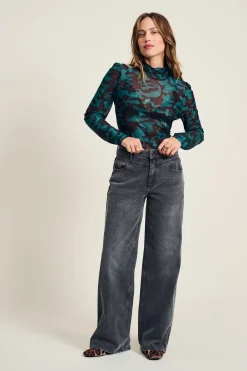 Jeans|Broeken>POM Amsterdam JEANS Wide Leg Grey Storm