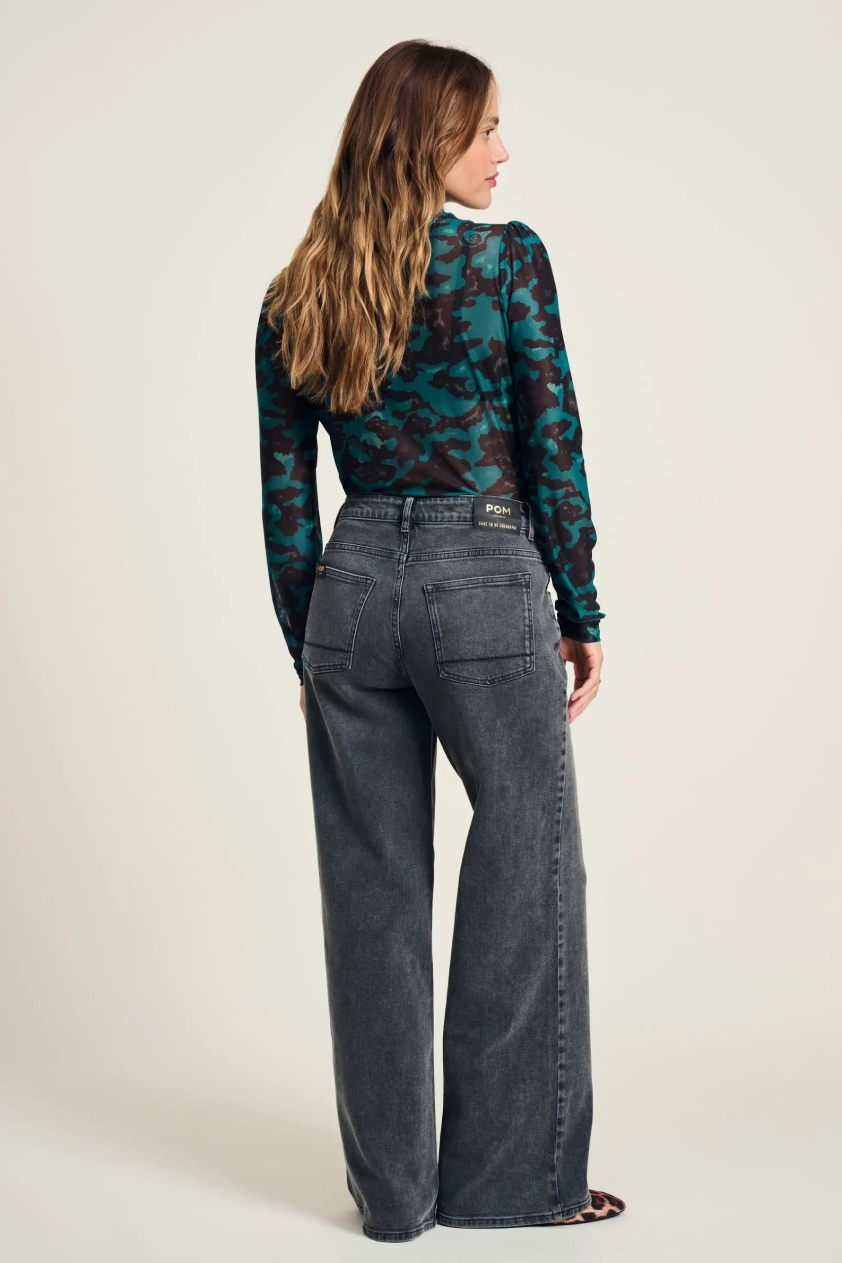 Jeans|Broeken>POM Amsterdam JEANS Wide Leg Grey Storm
