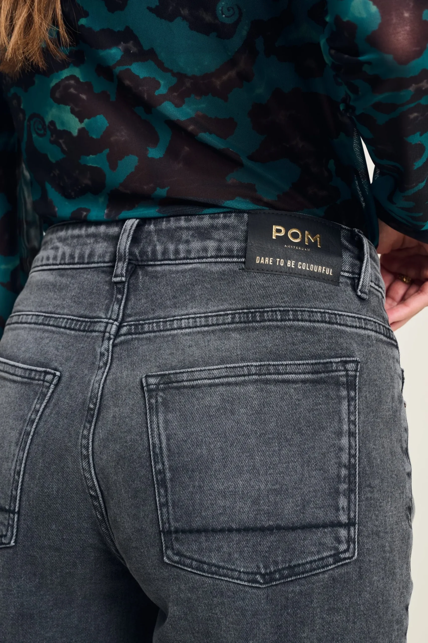 Jeans|Broeken>POM Amsterdam JEANS Wide Leg Grey Storm