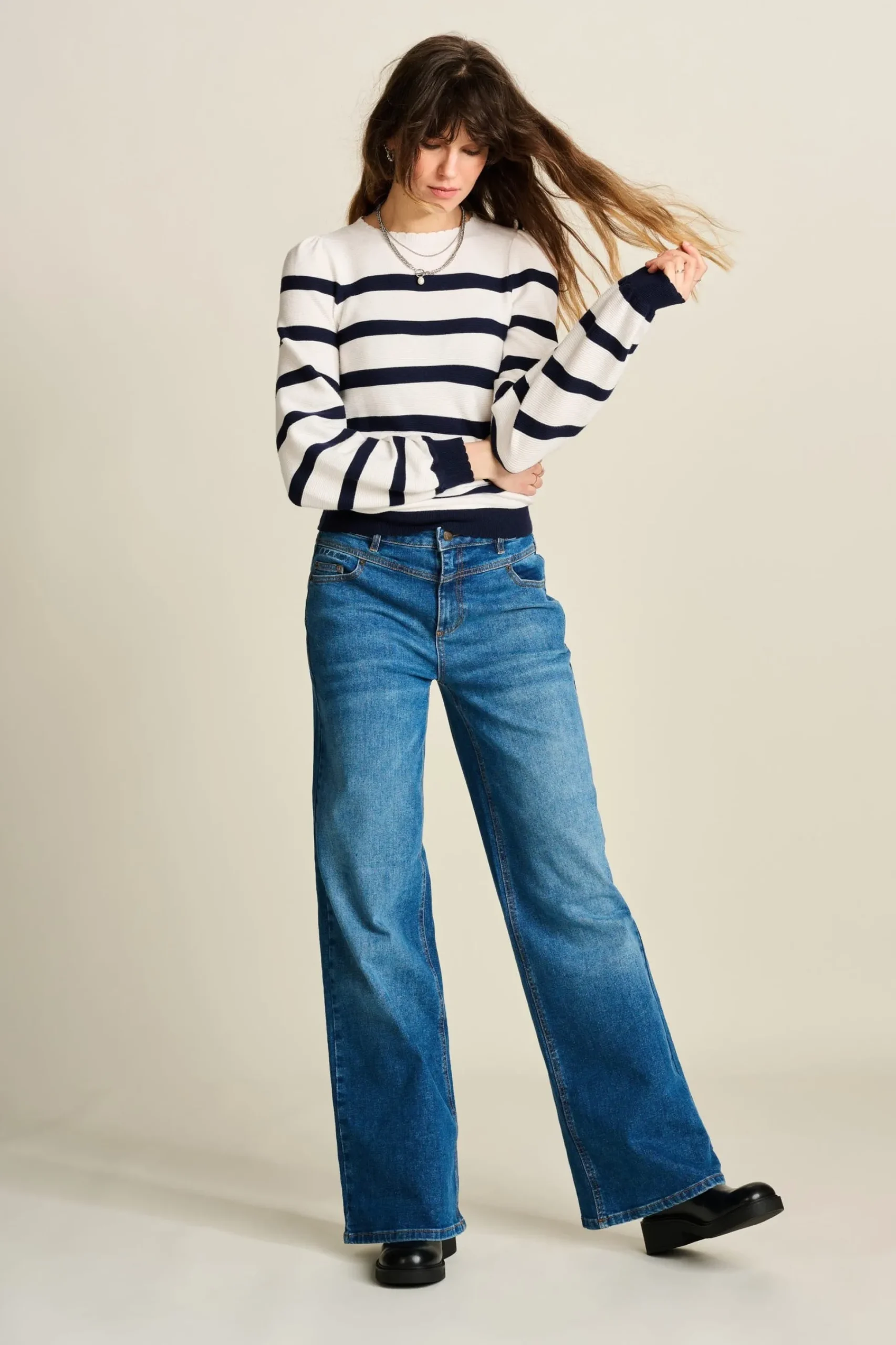 Jeans|Broeken>POM Amsterdam JEANS Wide Leg Vintage Blue