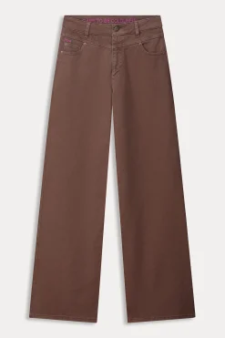 Jeans|Broeken>POM Amsterdam JEANS Wide Leg Washed Brown
