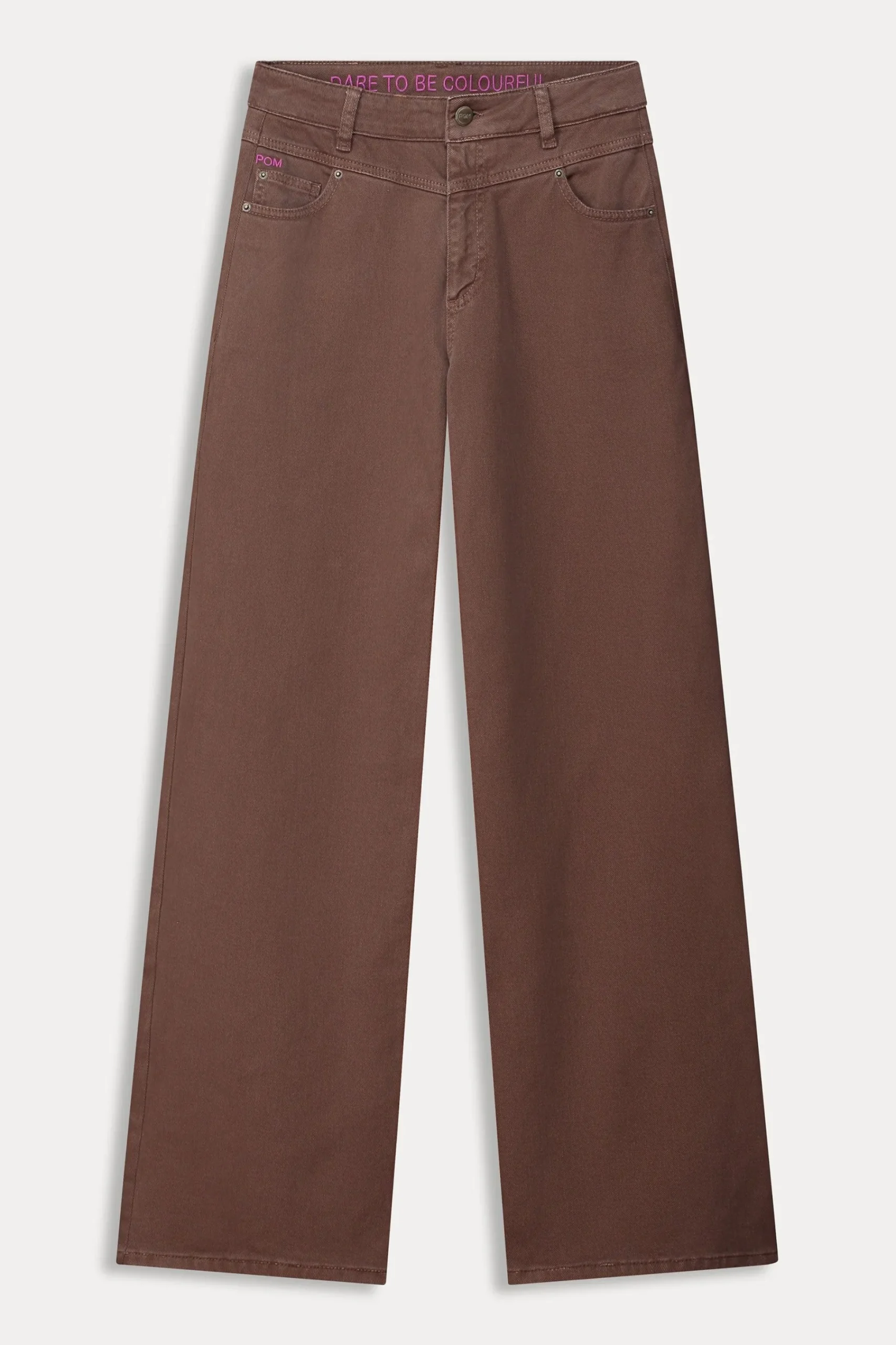Jeans|Broeken>POM Amsterdam JEANS Wide Leg Washed Brown