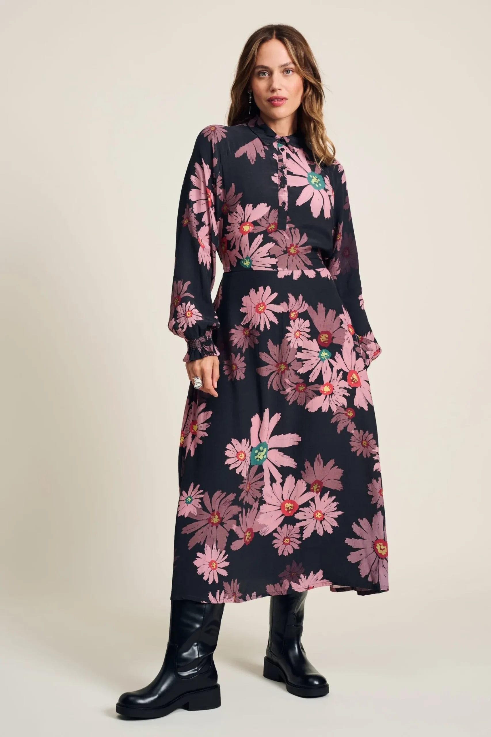 Jurken>POM Amsterdam JURK Big Blooming Pink