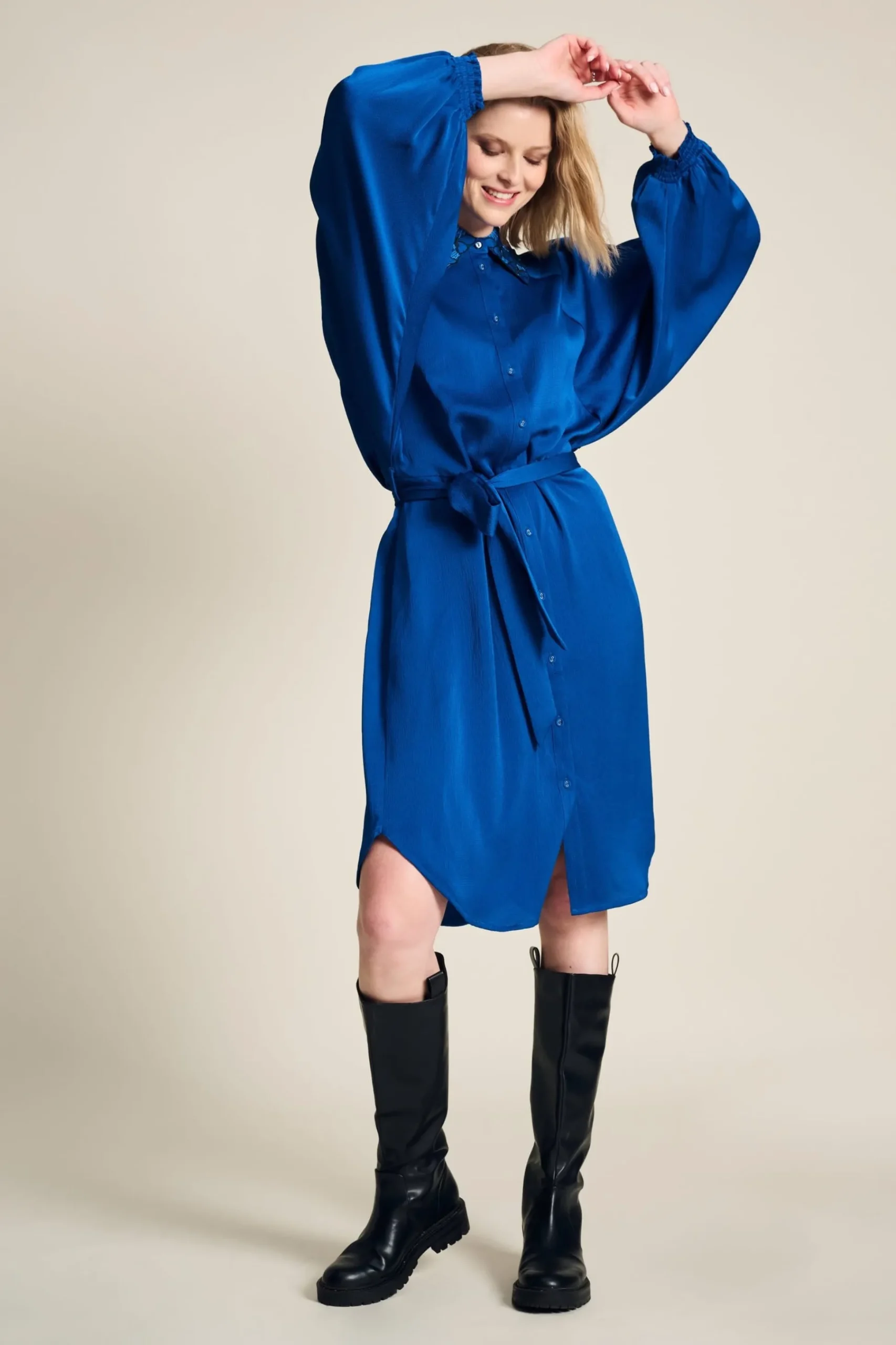 Jurken>POM Amsterdam JURK Butterfly Bright Blue