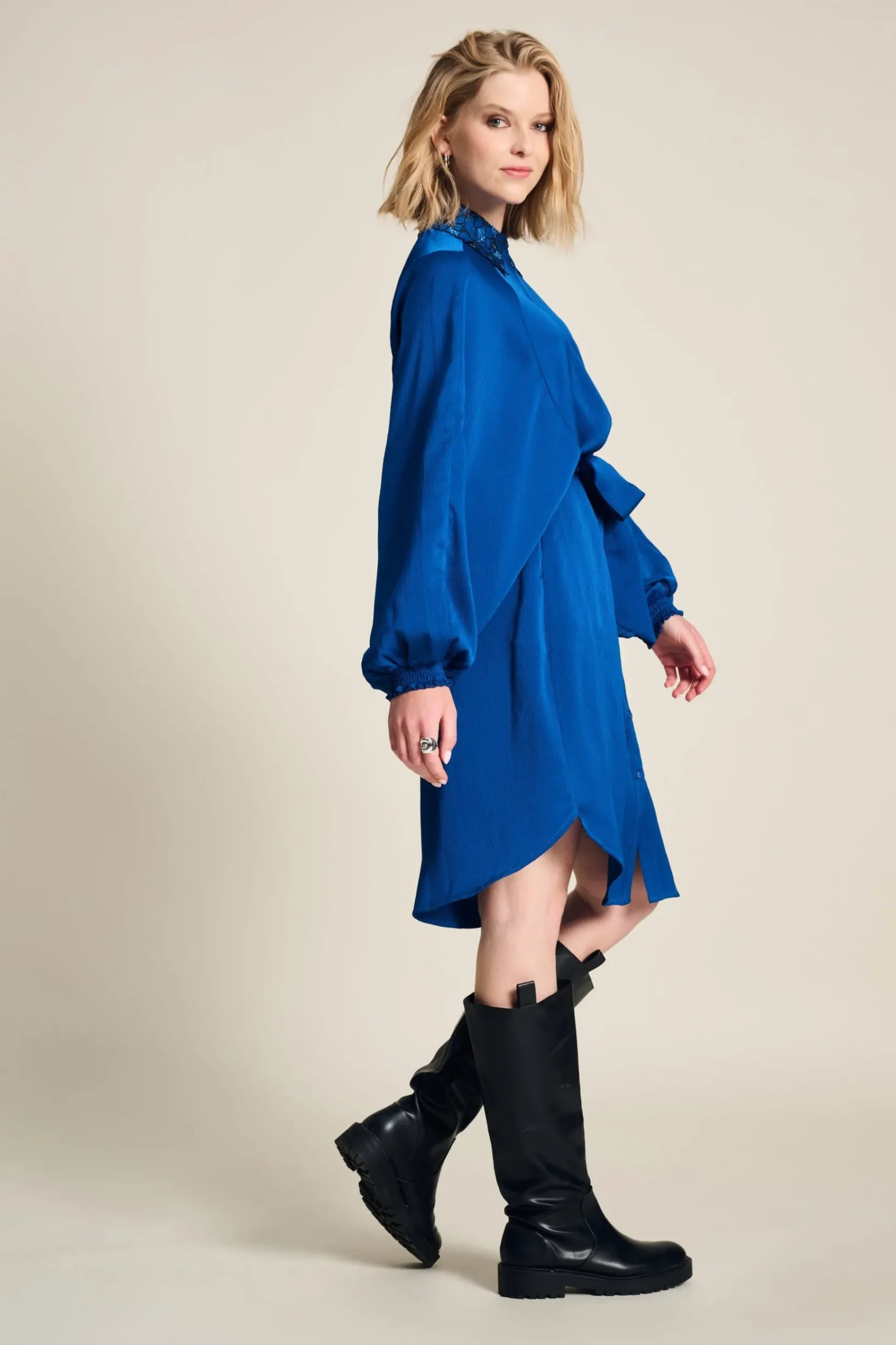 Jurken>POM Amsterdam JURK Butterfly Bright Blue