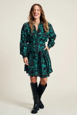 Jurken>POM Amsterdam JURK Camo Teal Green