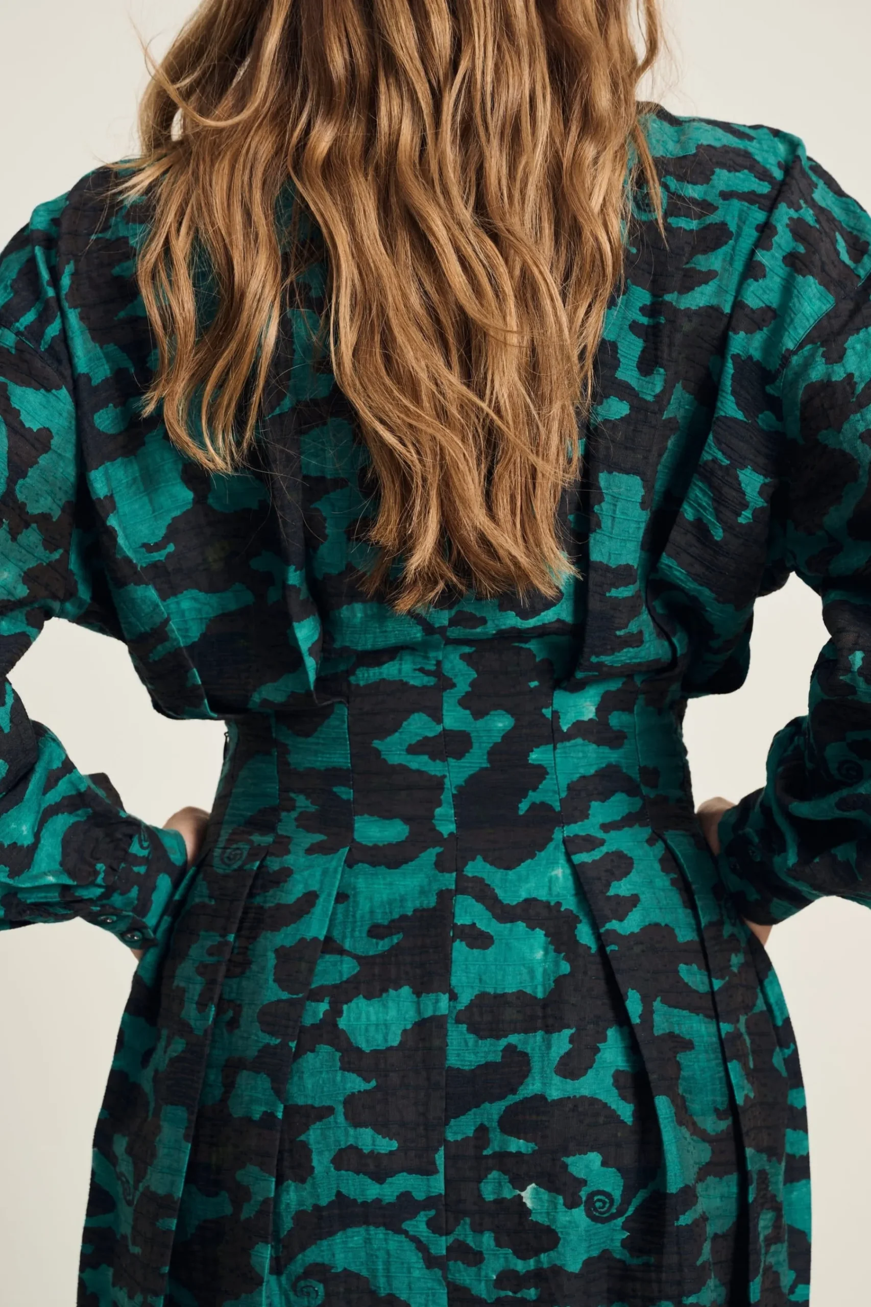 Jurken>POM Amsterdam JURK Camo Teal Green