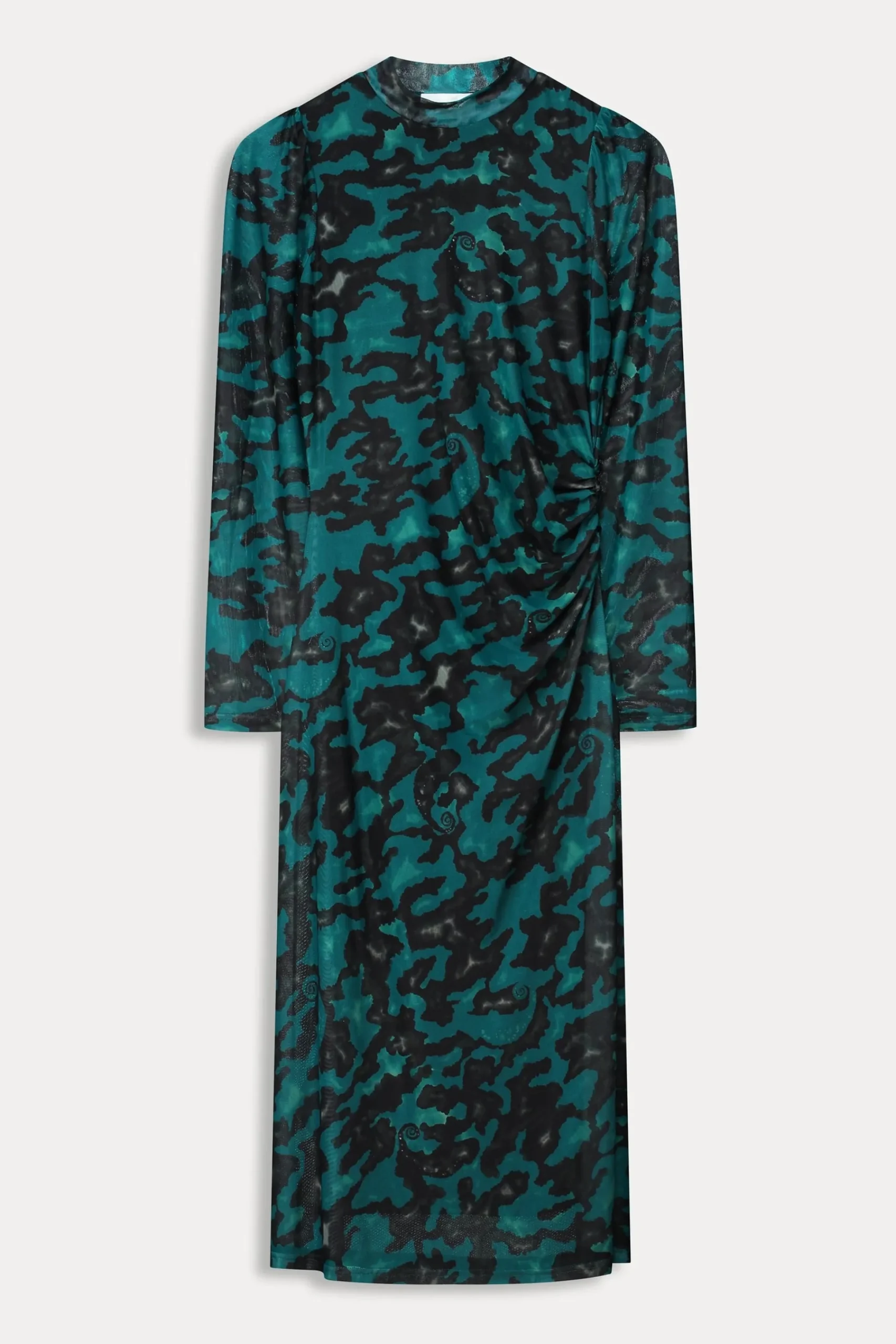 Jurken>POM Amsterdam JURK Mesh Camo Teal Green