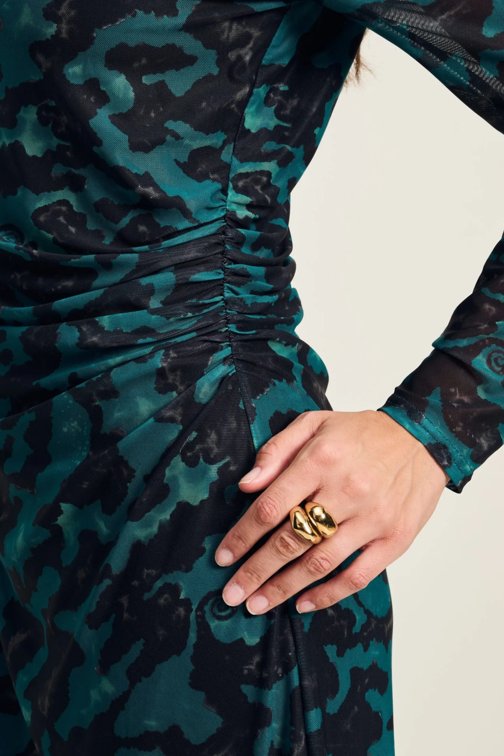 Jurken>POM Amsterdam JURK Mesh Camo Teal Green