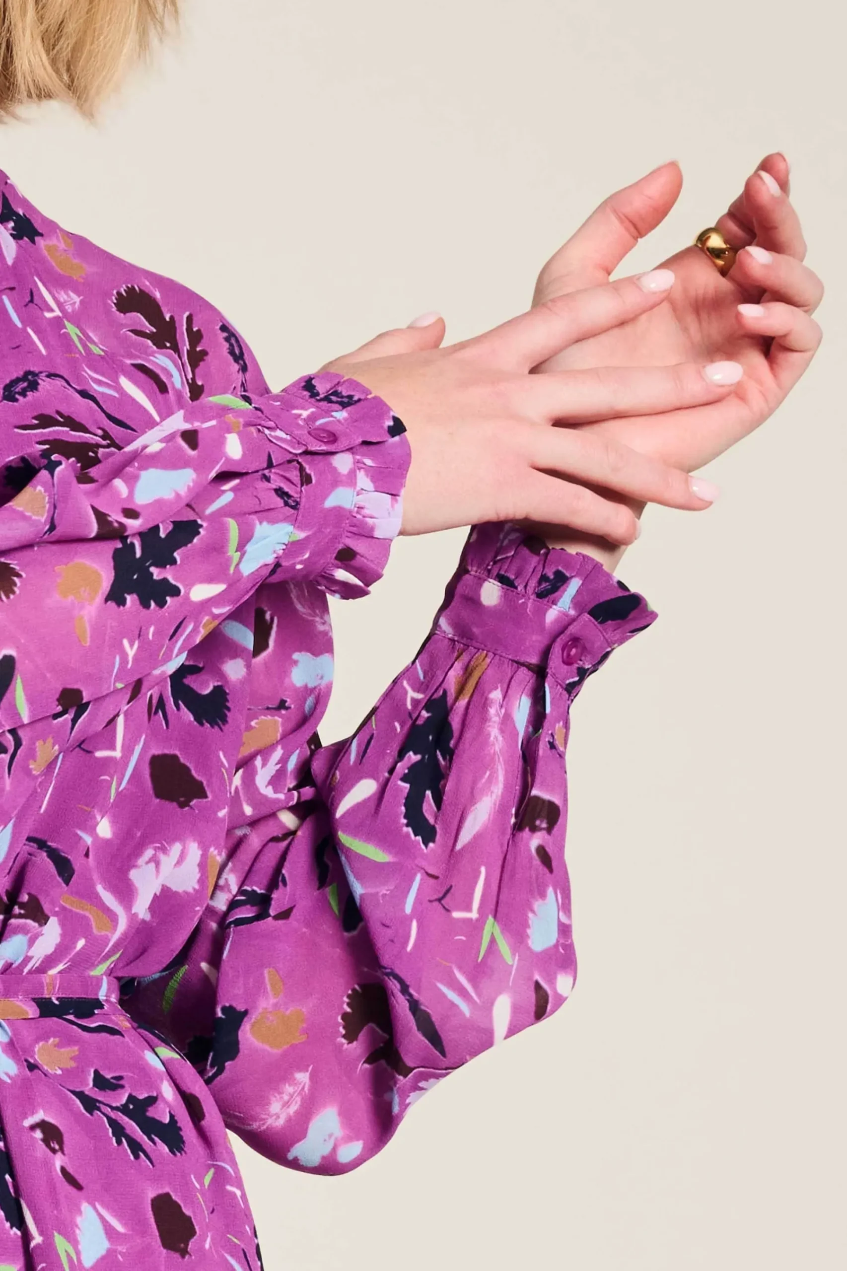 Jurken>POM Amsterdam JURK Featherfest Cactus Pink