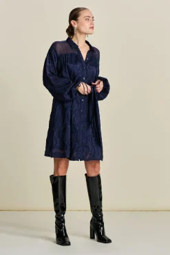 Jurken>POM Amsterdam JURK Jacquard Midnight Blue