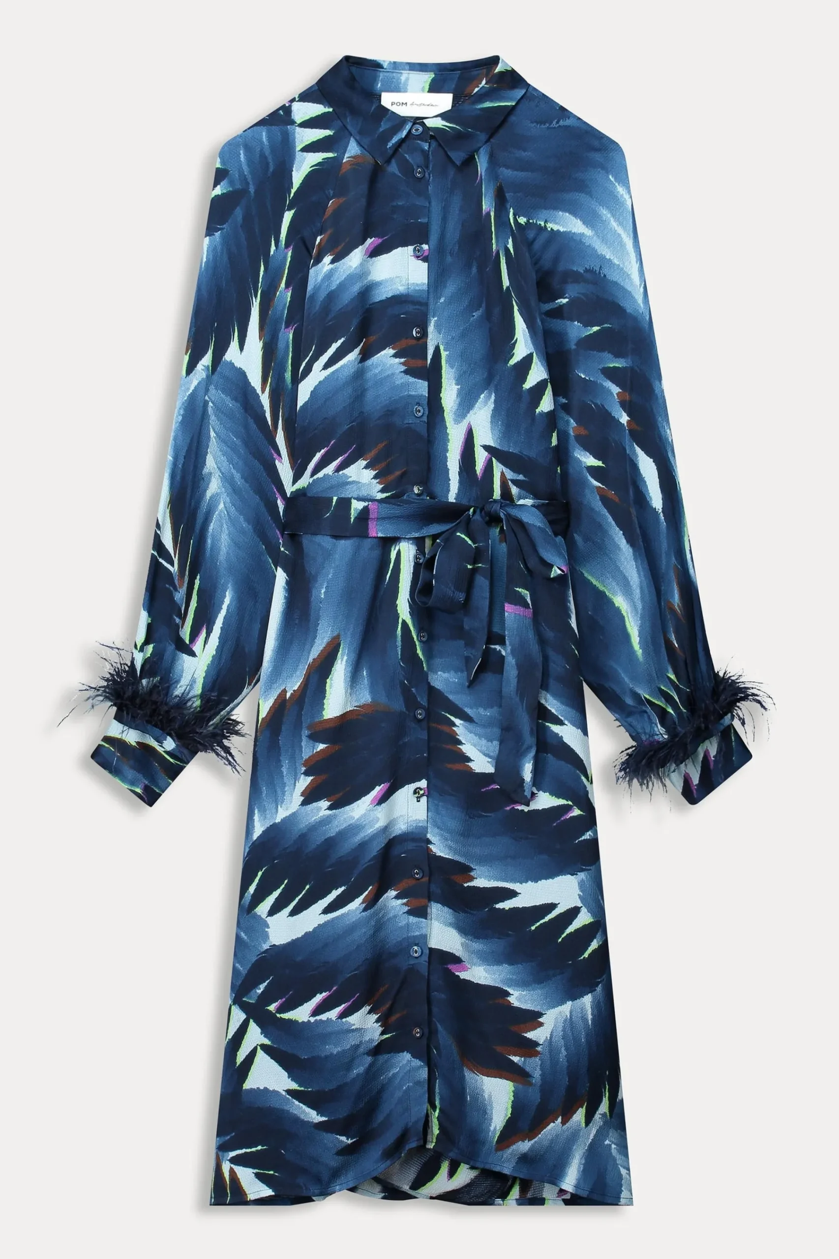Jurken>POM Amsterdam JURK Jada Feathers Blue