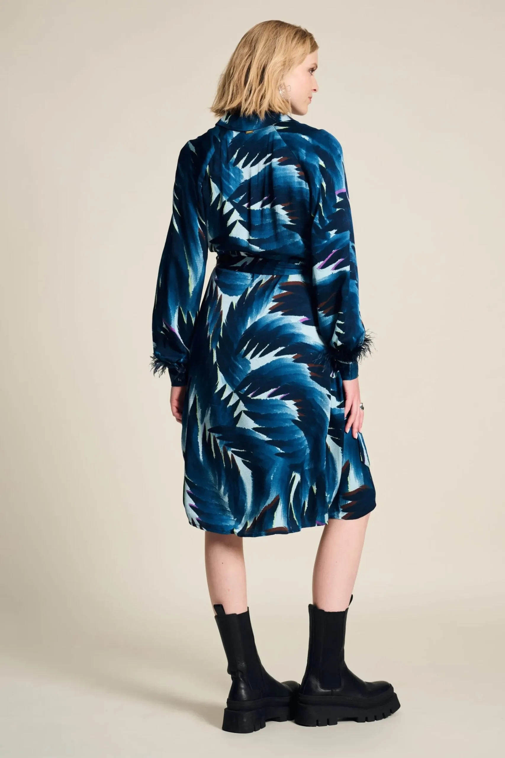 Jurken>POM Amsterdam JURK Jada Feathers Blue