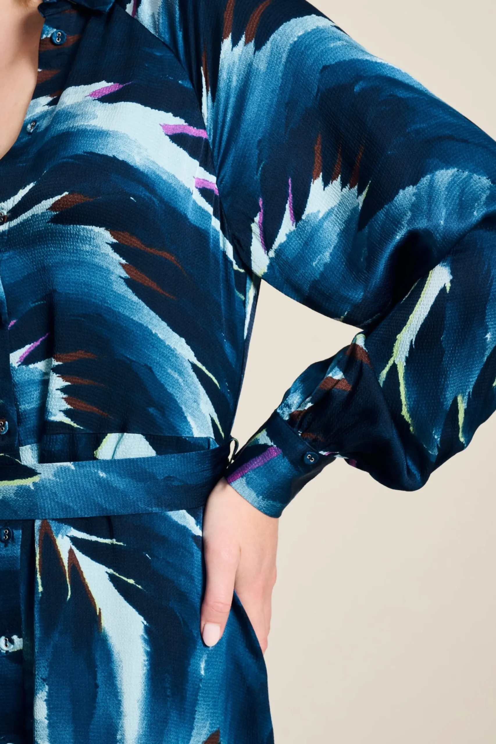 Jurken>POM Amsterdam JURK Jada Feathers Blue