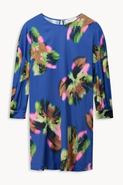 Jurken>POM Amsterdam JURK Satin Butterfly Blue