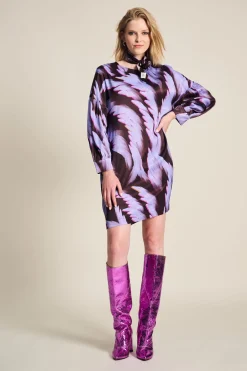 Jurken>POM Amsterdam JURK Satin Feathers Brown