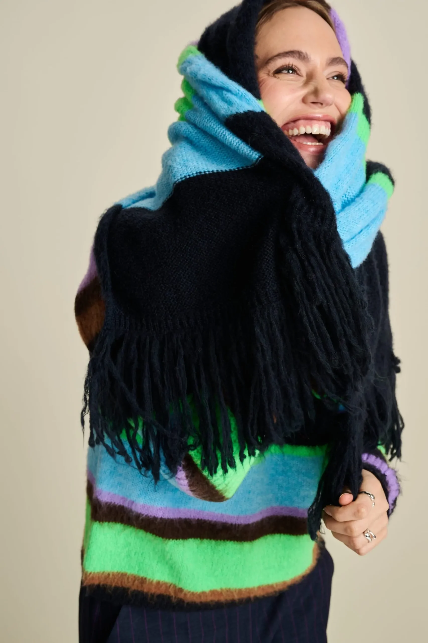 Sjaals>POM Amsterdam SJAAL Brushed Stripes