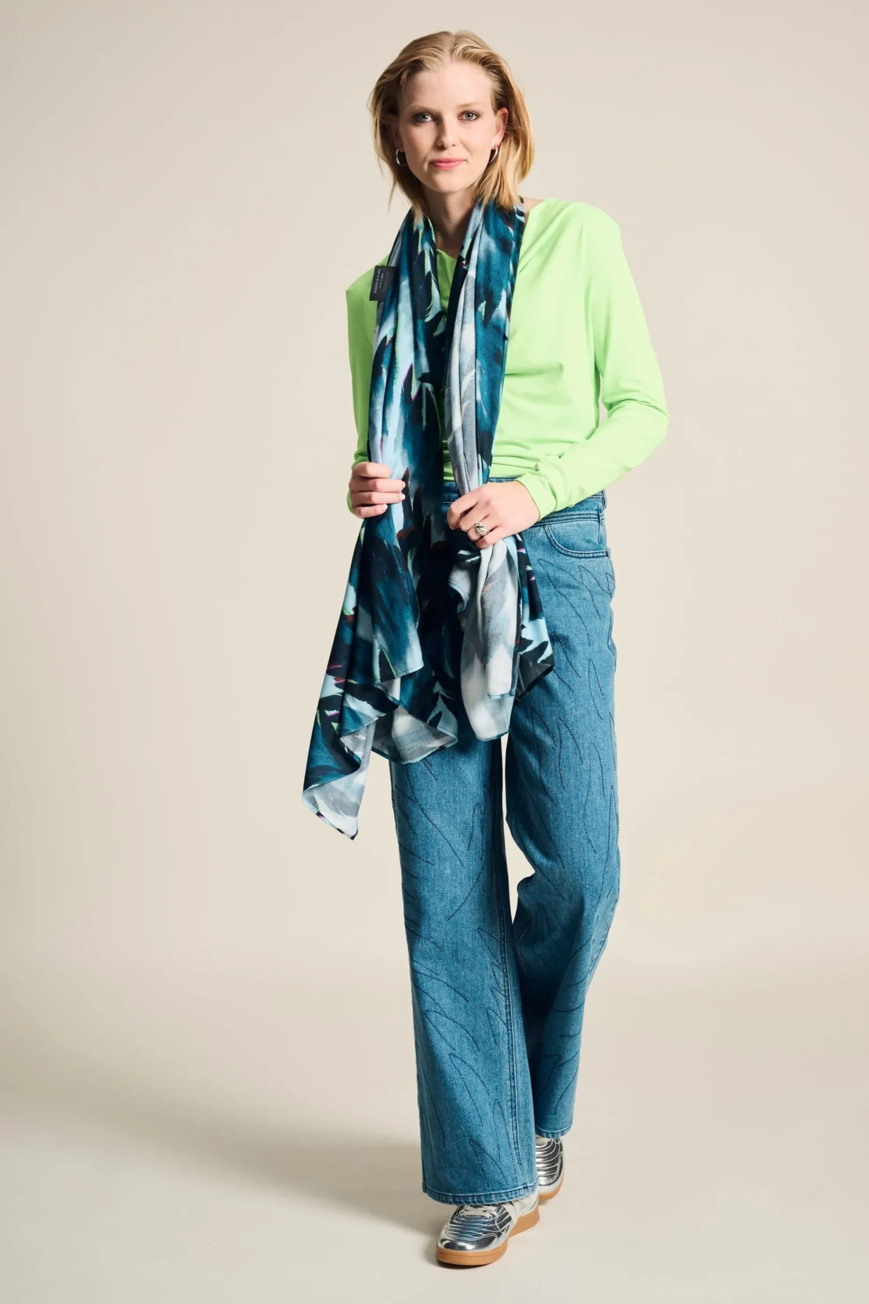 Sjaals>POM Amsterdam SJAAL Feathers Blue