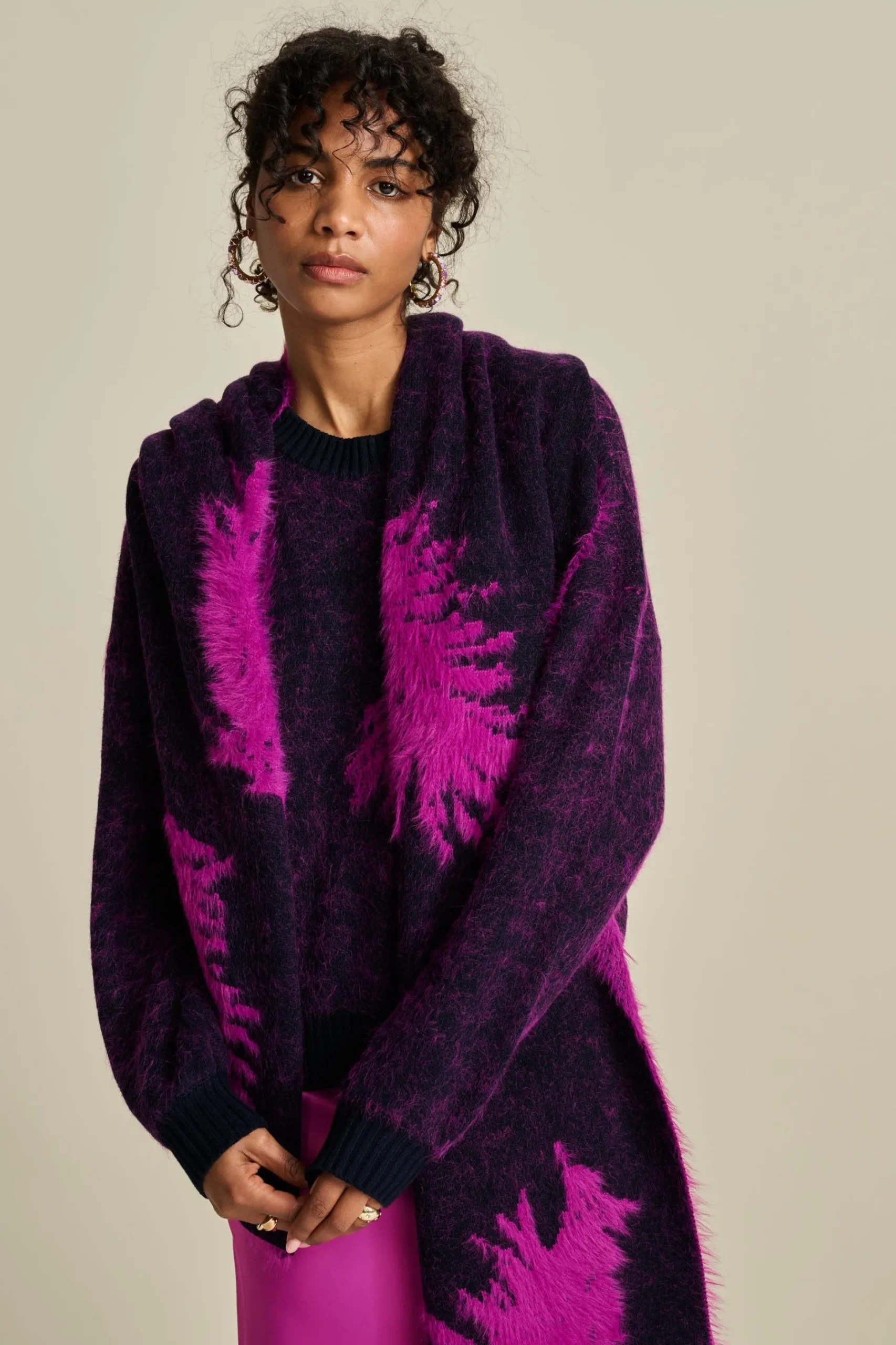 Sjaals>POM Amsterdam SJAAL Feathers Midnight Blue