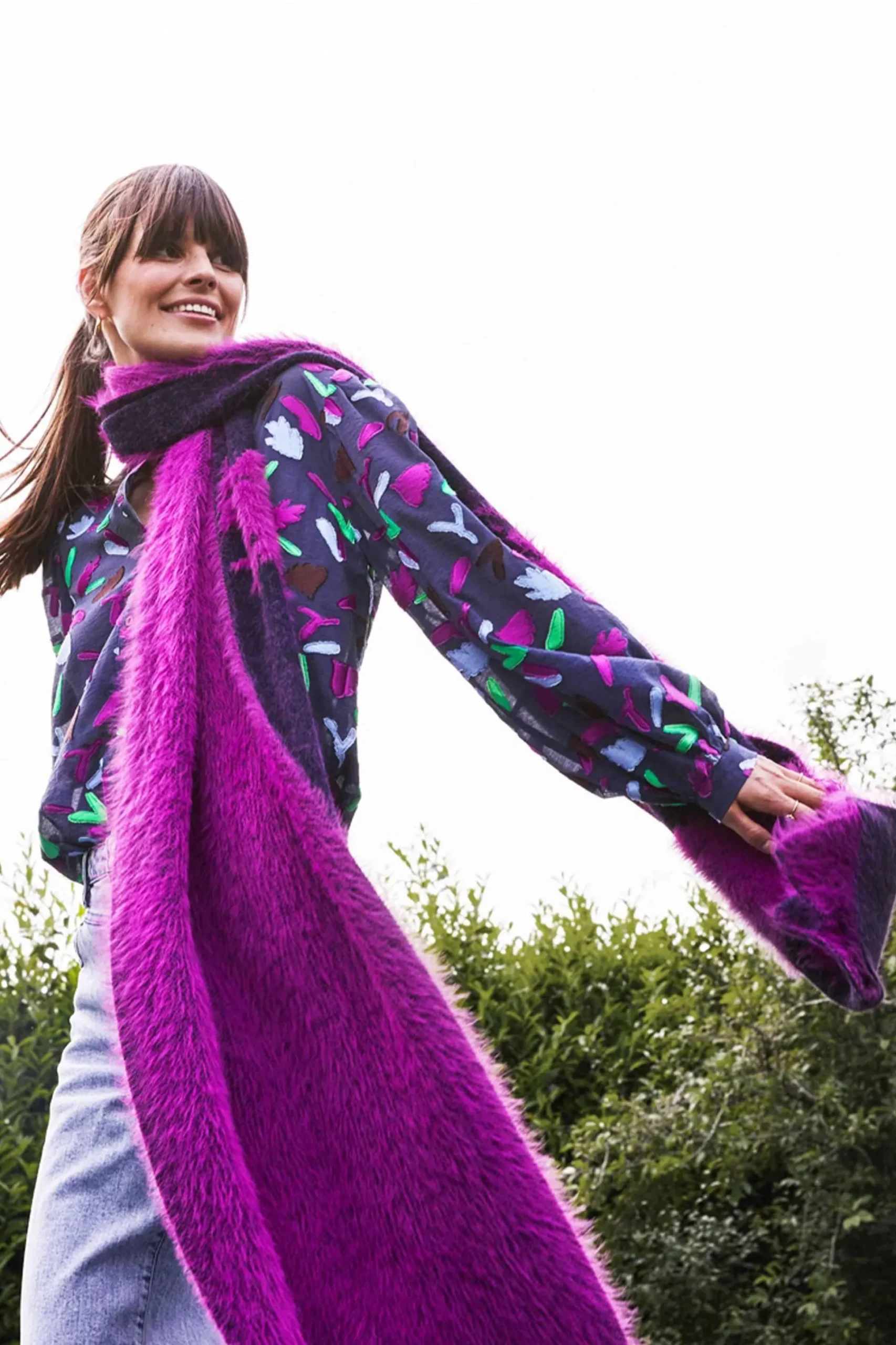Sjaals>POM Amsterdam SJAAL Feathers Midnight Blue