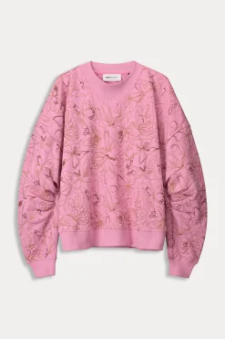 Truien & Vesten>POM Amsterdam SWEATER Butterfly Rose Pink