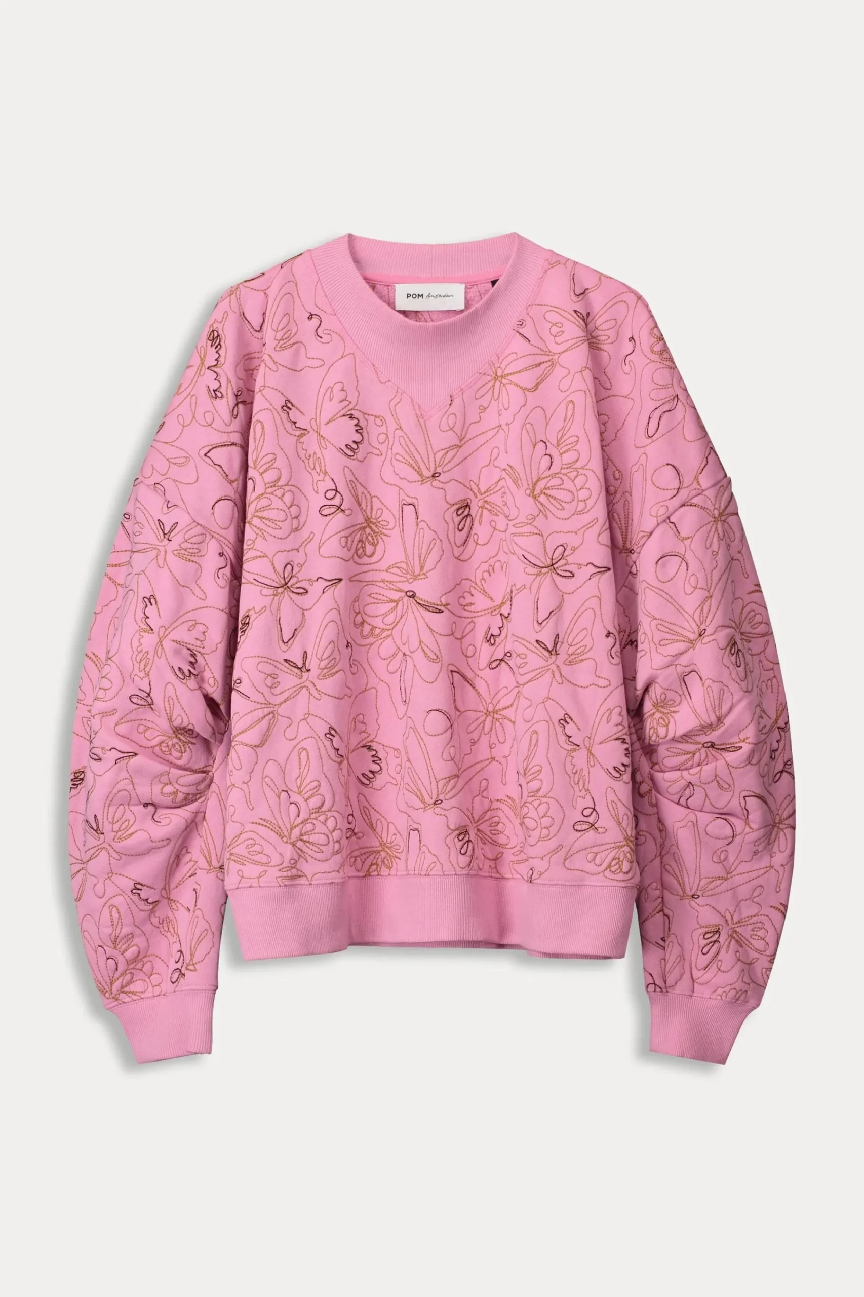 Truien & Vesten>POM Amsterdam SWEATER Butterfly Rose Pink