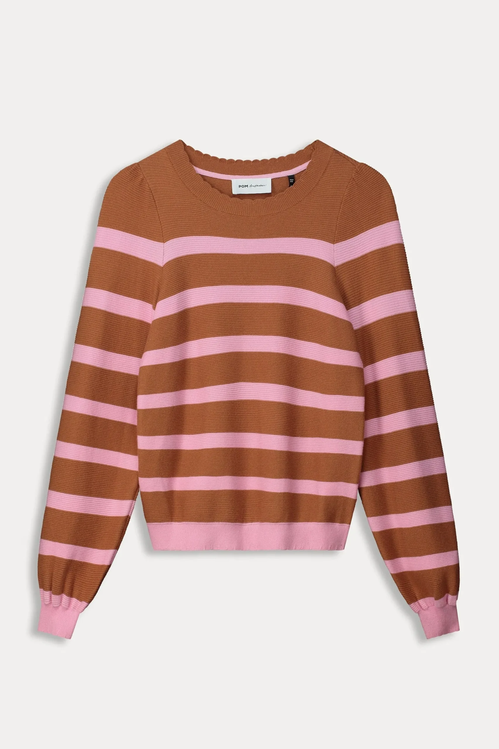 Truien & Vesten>POM Amsterdam TRUI Striped Sugar Brown